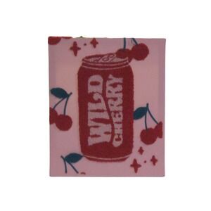 Five Below Wild Cherry Soda Tufted Wall Art Pink Frame Retro Kitsch Decor EUC